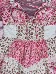 Light Pink Floral Tiered Mini Dress