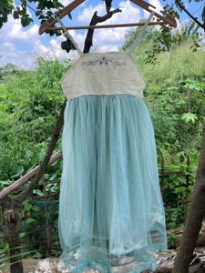 Elegant Baby Blue Tulle Gown