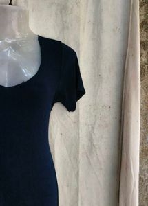 Elegant Navy Blue Midi Dress