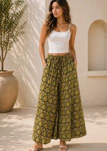 paisley printed cotton palazzo ethnic flared pants