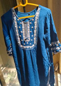Embroidered Teal Kurti
