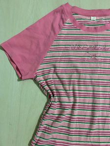 Cute Pink Striped Cropped Top