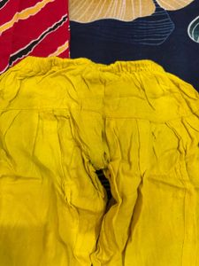 Vibrant Red Kurta Set with Yellow Pants