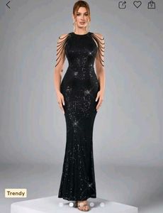 Sparkling Black Sequin Gown