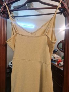 Front draped Yellow Party dress