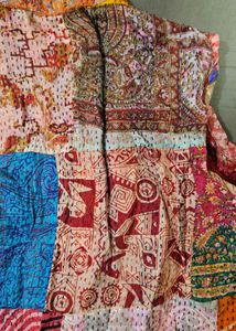 Reversible Kantha Quilted Colorful Top