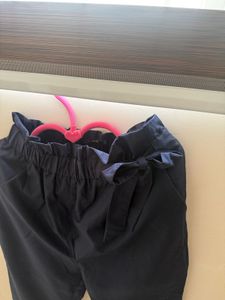 Chic Navy Paperbag Waist Pants with Bow Accent