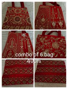 Embroidered Red Clutch Combo Set