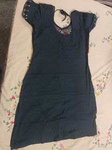 Black Kantha work Kurta with Bird Embroidery