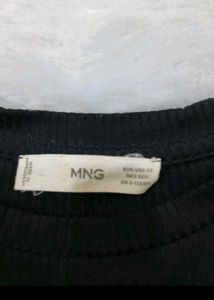 Mango Ribbed Black Long Sleeve Top