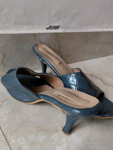 Blue Quilted Mules