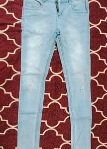 Light Blue Distressed High-Waist Jeans