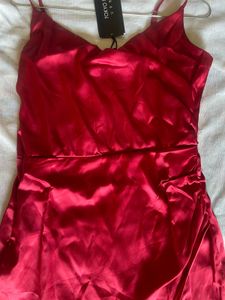 Shiny Red Slip Dress