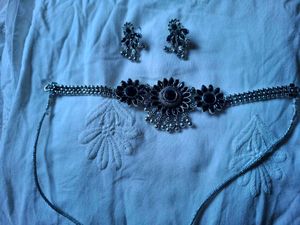 Oxidized Silver Necklace & Earring Set