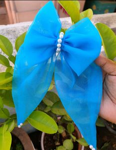 Beautiful Blue Organza Hair Bow
