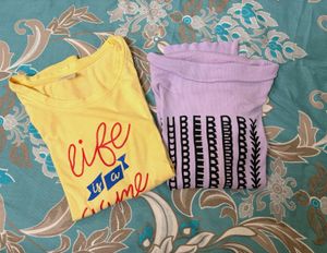 2 Graphic T-Shirts - Yellow & Lavender