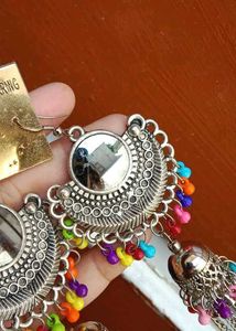 Boho Mirror Jhumka Earrings