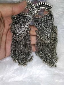 Boho Oxidized Silver Jhumka Earrings(original)