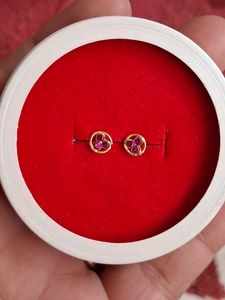 Gold &amp; Ruby Stud Earrings