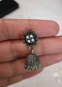 Oxidized Silver Jhumka Earrings