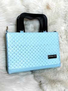 Quilted Blue Top Handle Bag