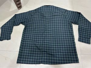 Men's Plaid Long Sleeve Green Button-Up Shirt