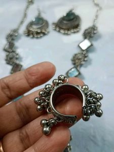 Silver Mirror Jewellery Set ,Ring , Bracelet