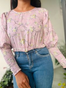 Pink Floral Crop Top