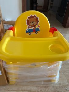 Yellow Baby High Chair with Lion Design