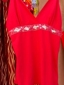 V-Neck Embellished Pink Top