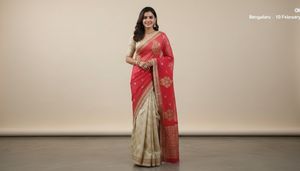 Light red embellished Saree with blouse