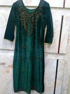 Elegant Green Velvet Kurta