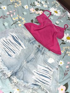 JUSTUSA Imported Authentic Light Wash Ripped Denim