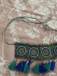 Boho Beaded Tassel Choker Necklace