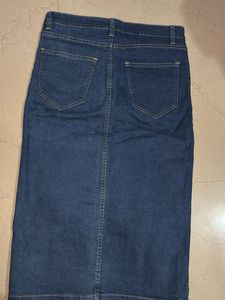 SAVANA Classic Blue Denim Straight Skirt