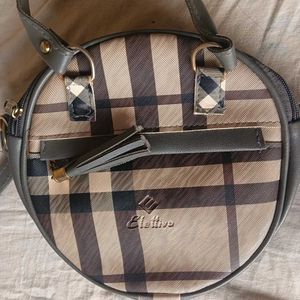 Circular Plaid Crossbody Bag