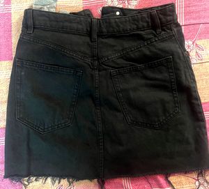 Zara Black Denim Mini Skirt