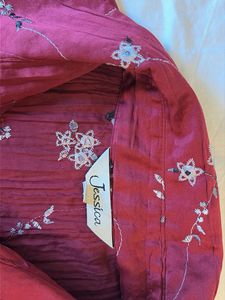 Maroon Floral Print Button-Up Top