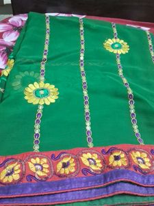 Green Floral Saree with  blouse