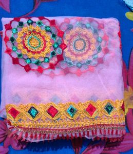 Boho Embroidered Sheer Scarf