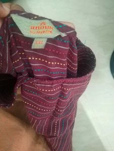 Elegant Maroon Striped Kurta by Anouk – Size XXL