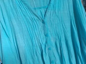 Plus Size Avella Blue Pleated V-Neck Tunic Top