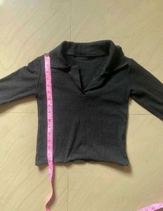 Ribbed Polo Neck Crop Top