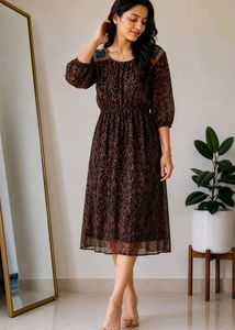 plusS Sheer Floral Print Dress