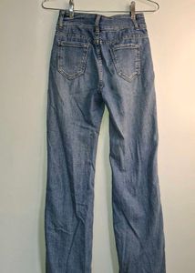 High-Waisted Front-Slit Panel Seam Flare Jeans