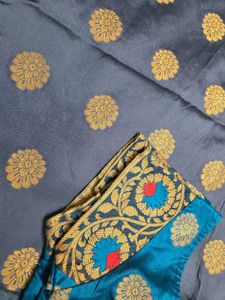Elegant Grey Banarasi Silk Saree