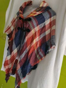 Cozy Plaid Poncho Scarf