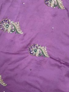 Elegant Purple Embroidered heavy Saree