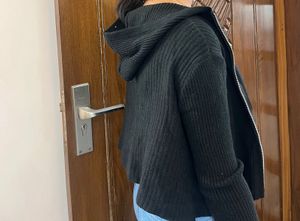 Black Ribbed Zip-Up Hoodie