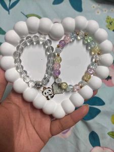 Cute Panda &amp; Pastel Beaded Bracelets Set